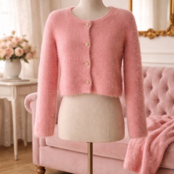 Saks Fifth Avenue Sweaters - SAKS MELO BRUSHED EYELASH STYLE MOHAIR/NYLON CARDIGAN NWOT SZ. L